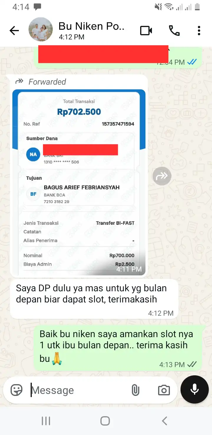 BUKTI TRANSFER - PERPANJANG PAKET