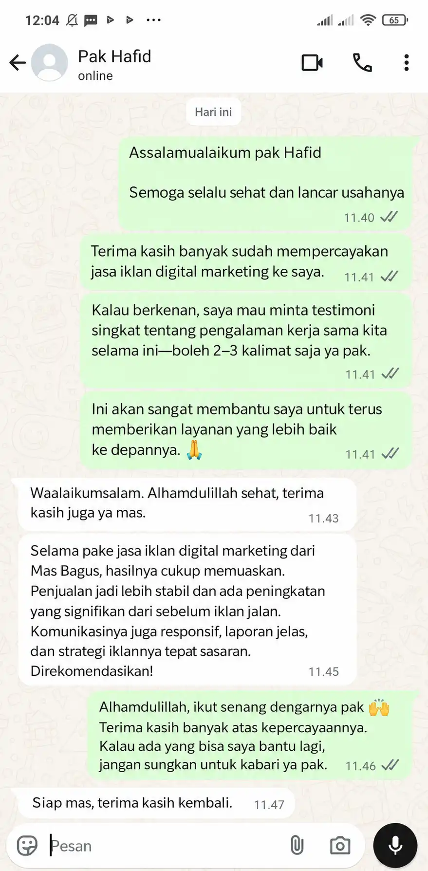 TESTIMONI PAK HAFID - BENGKEL LAS
